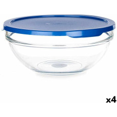 Round Lunch Box with Lid Chefs Blue 1,7 L 20,5 x 9 x 20,5 cm (4 Units)