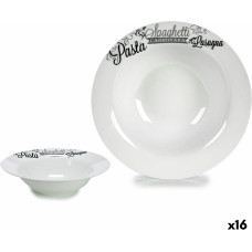 Trauks makaronu ēdieniem Balts Melns Porcelāns 23 x 2 x 23 cm (16 gb.)