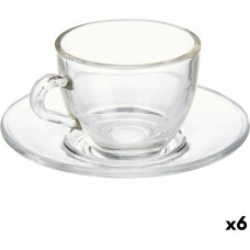 Cup with Plate Transparent Glass 85 ml (6 Units)