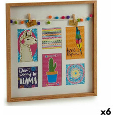 Wall photo frame Tassels Llama Multicolour Wood 40,5 x 3 x 40,5 cm (6 Units)