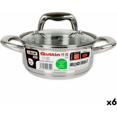 Casserole Quttin 139494 With lid Steel Ø 16 x 7 cm (6 Units) (16 cm) (1,5 L)