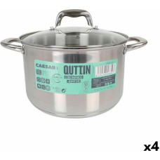 Pot with Glass Lid Quttin Caesar Steel ø 24 x 15,5 cm (4 Units)