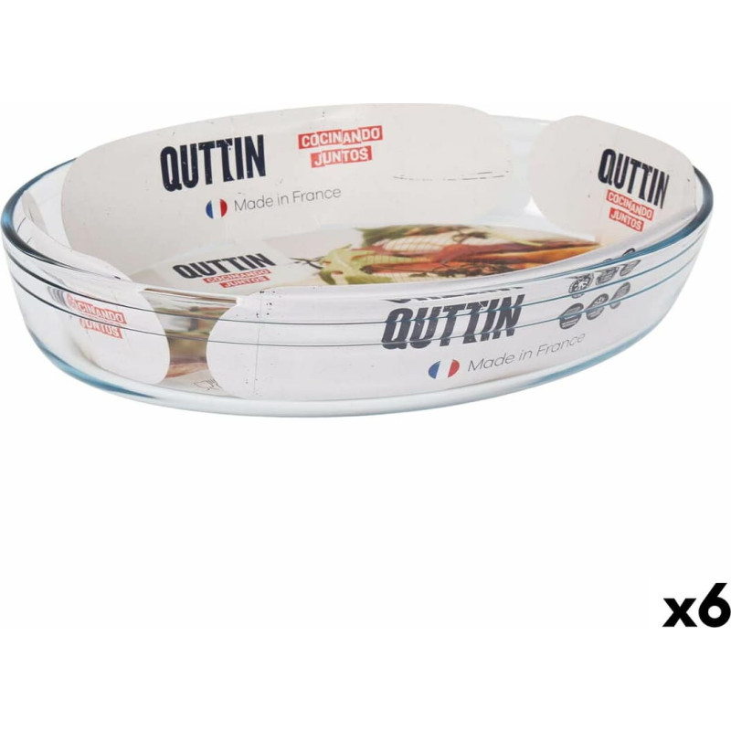 Oven Dish Quttin   Transparent Glass Oval 3,4 L 35,1 x 24,1 x 6,5 cm (6 Units)