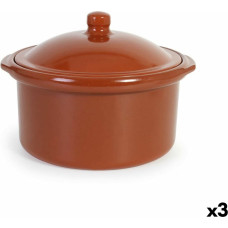 Casserole with Lid Azofra Baked clay 30,5 x 28 x 21 cm (3 Units)