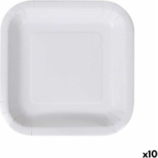 Plate set Algon Disposable White Cardboard 20 cm (10 Units)