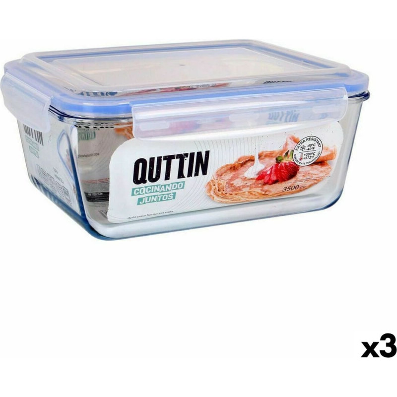 Hermetic Lunch Box Quttin   Rectangular 3,5 L (3 Units)