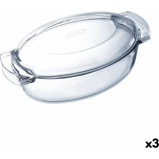 Krāsns Trauks Pyrex Classic Vidrio Caurspīdīgs Stikls Ovāls 39 x 23 x 15 cm Ar vāku (3 gb.)