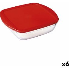 Square Lunch Box with Lid Ô Cuisine Cook & Store Red 1 L 20 x 17 x 6 cm Silicone Glass (6 Units)