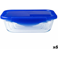 Hermetic Lunch Box Pyrex Cook & Go 20,5 x 15,5 x 6 cm Blue 800 ml Glass (6 Units)