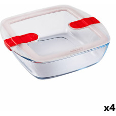 Hermetic Lunch Box Pyrex Cook & Heat 25 x 22 x 7 cm 2,2 L Transparent Glass (4 Units)