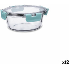 Hermetic Lunch Box Quid Purity Circular 640 ml Transparent Glass (12 Units)