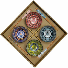 Suši Komplekts DKD Home Decor 34 x 34 x 6,5 cm Daudzkrāsains Mandala Keramika Austrumniecisks (12 gb.)