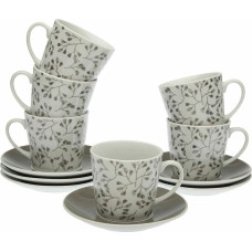 Set of Mugs with Saucers Versa Oxford Porcelain 9 x 14 x 14 cm 10,5 x 8 x 6 cm 14 x 14 x 2 cm (12 pcs)