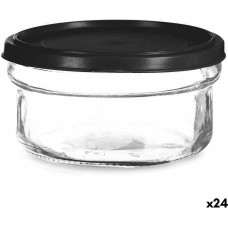 Round Lunch Box with Lid Black Transparent Plastic Glass 12 x 6 x 12 cm 415 ml