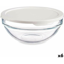 Round Lunch Box with Lid Chefs White 595 ml 14 x 6,3 x 14 cm (6 Units)