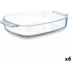 Serving Platter With handles Transparent Borosilicate Glass 3,8 L 38 x 6,5 x 25,4 cm (6 Units)