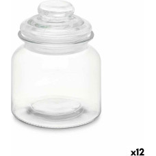 Jar Transparent Glass 600 ml (12 Units) With lid