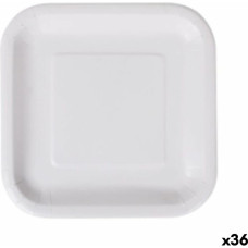 Plate set Algon Disposable White Cardboard Squared 20 cm (36 Units)