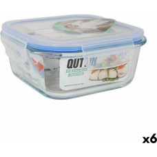 Square Lunch Box with Lid Quttin Transparent 750 ml 16 x 16 x 7 cm (6 Units)