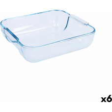 Serving Platter Pyrex Classic Squared Transparent Glass 25 x 22 x 6 cm (6 Units)