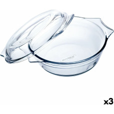 Oven Dish Ô Cuisine Ocuisine Vidrio Transparent Glass 21,5 x 18 x 8,5 cm With lid (3 Units)