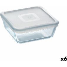 Square Lunch Box with Lid Pyrex Cook&freeze 850 ml 14 x 14 cm Transparent Glass Silicone (6 Units)