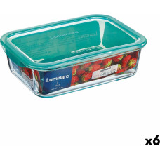 Rectangular Lunchbox with Lid Luminarc Keep'n Lagon 16 x 11,3 x 6 cm Turquoise 820 ml Glass (6 Units)