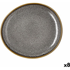 Flat Plate Ariane Jaguar Freckles Brown Ceramic Oval 25 cm (8 Units)