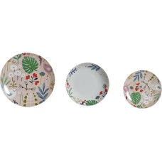 Pusdienas Aprīkojuma Komplekts DKD Home Decor Daudzkrāsains Porcelāns Цветы Urbāns 27 x 27 x 3 cm 18 Daudzums (18 pcs)