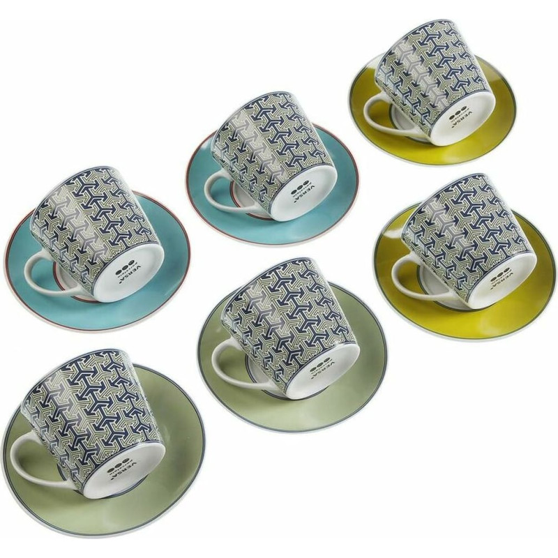 Set of Mugs with Saucers Versa Leia Porcelain 9 x 14 x 14 cm 10,5 x 8 x 6 cm 14 x 14 x 2 cm (12 pcs)