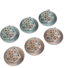 Set of 6 teacups with plates Versa Jacinta Porcelain