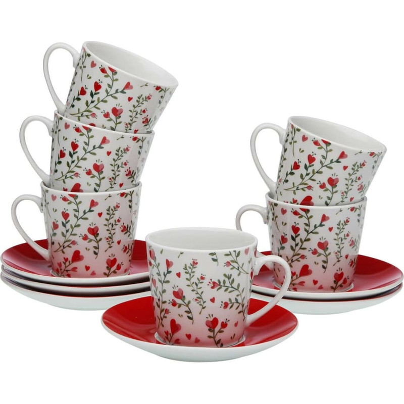 Piece Coffee Cup Set Versa Hearts 6 Units Porcelain