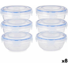 Set of lunch boxes Hermetic Blue Transparent Plastic 800 ml 15,5 x 7,5 x 15,5 cm (8 Units)