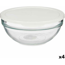 Round Lunch Box with Lid Chefs White 1,135 L 17,2 x 7,6 x 17,2 cm (4 Units)