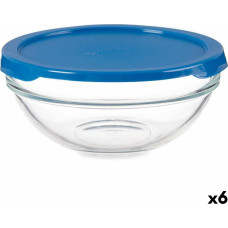 Round Lunch Box with Lid Chefs Blue 595 ml 14 x 6,3 x 14 cm (6 Units)