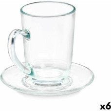 Cup with Plate Transparent Glass 200 ml (6 Units)