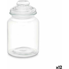 Jar Transparent Glass 900 ml (12 Units) With lid