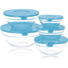 Set of 5 lunch boxes Glass EH Blue Transparent