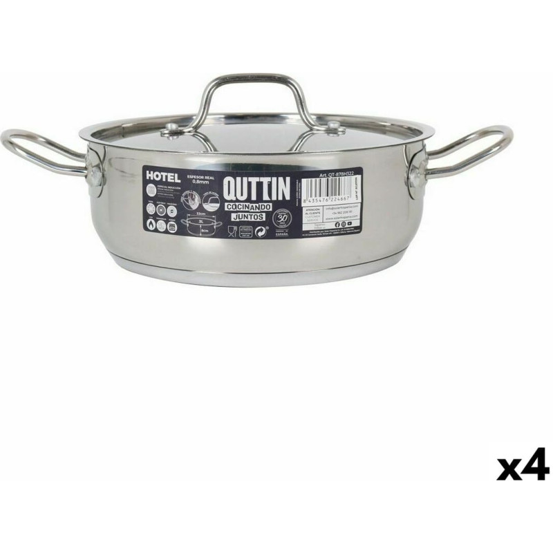 Casserole with lid Quttin Hotel Steel ø 22 x 8 cm (4 Units)