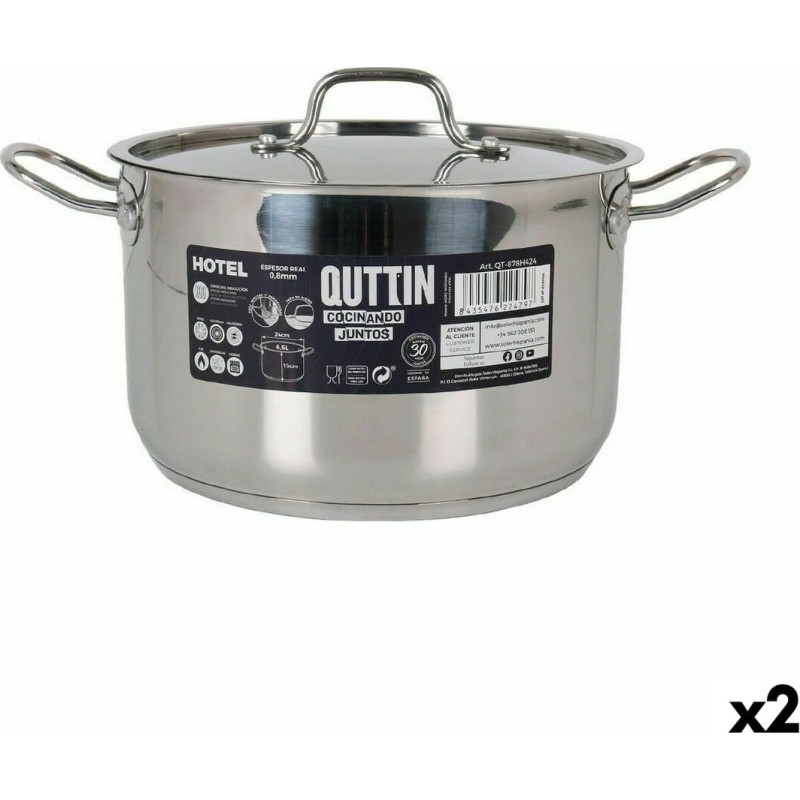 Casserole with Lid Quttin Hotel Steel ø 24 x 15 cm (2 Units)