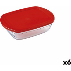 Taisnstūra Pusdienu kastīte ar Vāku Ô Cuisine Cook & Store Sarkans 1,1 L 23 x 15 x 6,5 cm Silikona Stikls (6 gb.)