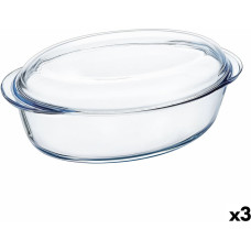 Krāsns Trauks Pyrex Classic Vidrio Caurspīdīgs Stikls 33 x 20 x 10 cm Ar vāku (3 gb.)