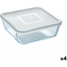 Square Lunch Box with Lid Pyrex Cook & Freeze 2 L 19 x 19 cm Transparent Silicone Glass (4 Units)