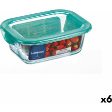 Rectangular Lunchbox with Lid Luminarc Keep'n Lagon 18,5 x 13 x 6,6 cm Turquoise 1,22 L Glass (6 Units)