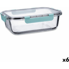 Hermetic Lunch Box Quid Purity Rectangular 1,5 L Transparent Glass (6 Units)