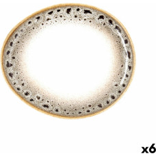 Flat Plate Ariane Jaguar Freckles Brown Ceramic Oval 18,7 cm (6 Units)