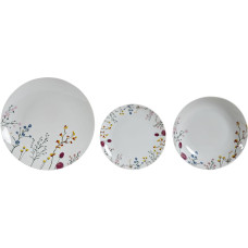 Pusdienas Aprīkojuma Komplekts DKD Home Decor Daudzkrāsains Porcelāns Цветы 27 x 27 x 3 cm 18 Daudzums (18 pcs)