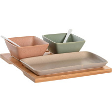 Appetizer Set DKD Home Decor 24 x 23,5 x 1,5 cm Porcelain Multicolour Bamboo 6 Pieces Scandinavian