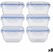 Set of lunch boxes Hermetic Blue Transparent Plastic 900 ml 14,5 x 8,5 x 14,5 cm (8 Units)