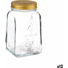 Jar Homemade Transparent Golden Metal Glass 1 L 9,8 x 17 x 9,8 cm (12 Units)